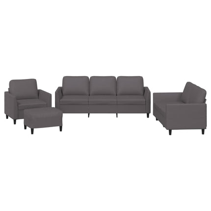 sofasæt 4 dele med hynder kunstlæder grå