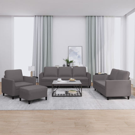 sofasæt 4 dele med hynder kunstlæder grå