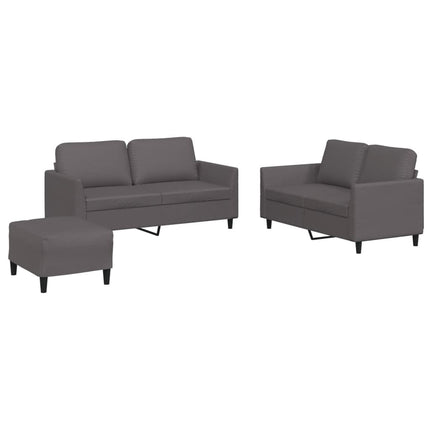 sofasæt 3 dele med hynder kunstlæder grå