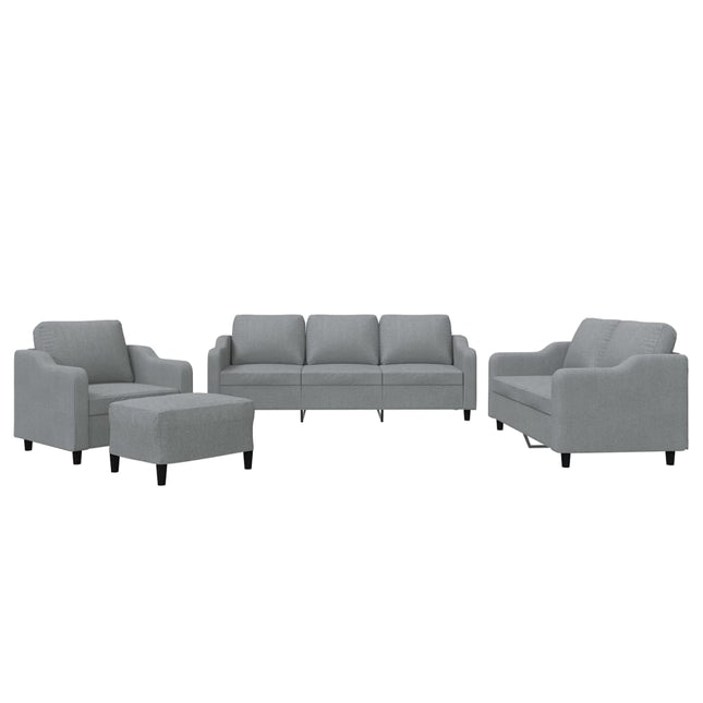 sofasæt 4 dele med hynder stof lysegrå