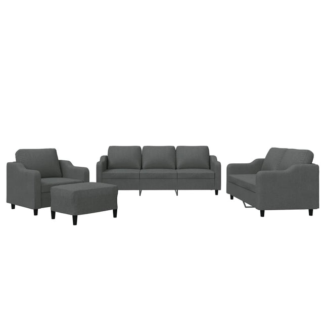 sofasæt 4 dele med hynder stof mørkegrå