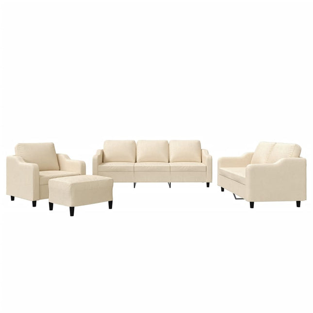 sofasæt 4 dele med hynder stof cremefarvet