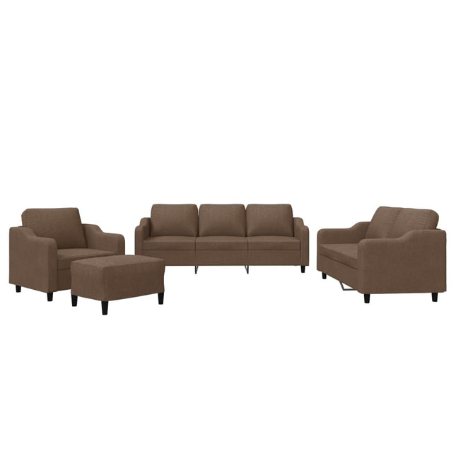 sofasæt 4 dele med hynder stof brun