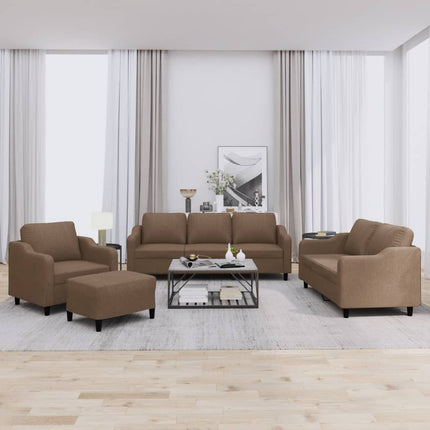 sofasæt 4 dele med hynder stof brun