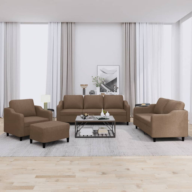 sofasæt 4 dele med hynder stof brun