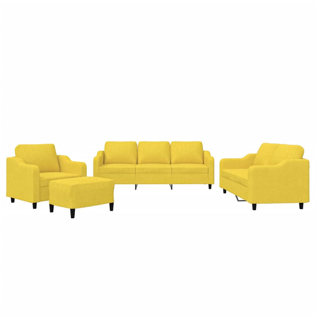 sofasæt 4 dele med hynder stof lysegul