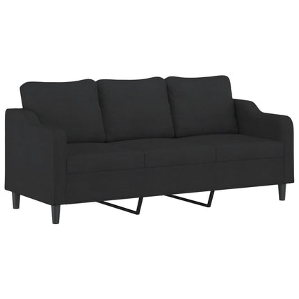 sofasæt 3 dele med puder stof sort