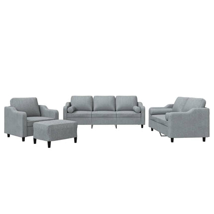 sofasæt 4 dele med puder stof lysegrå