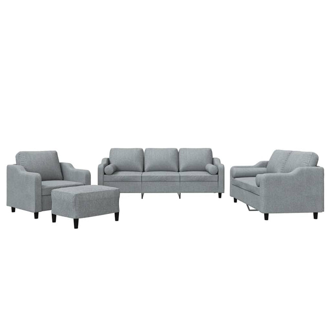 sofasæt 4 dele med puder stof lysegrå