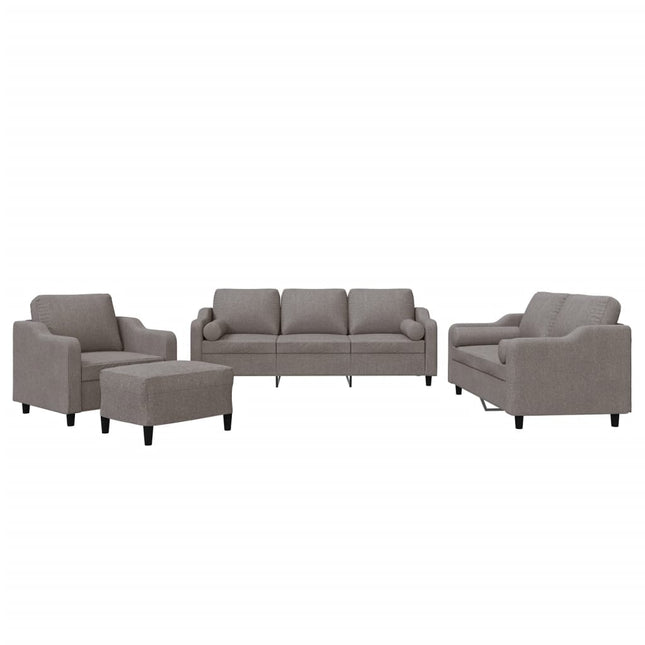 sofasæt 4 dele med puder stof gråbrun