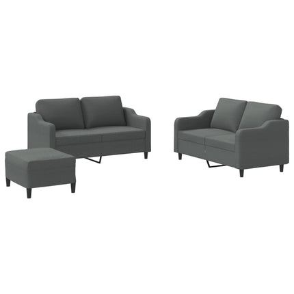 sofasæt 3 dele med hynder stof mørkegrå