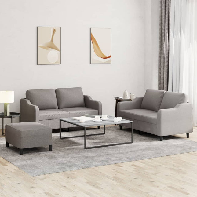 sofasæt 3 dele med hynder stof gråbrun