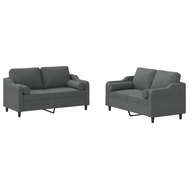 sofasæt 2 dele med puder stof mørkegrå