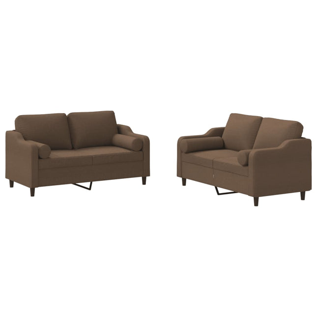 sofasæt 2 dele med puder stof brun