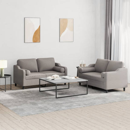 sofasæt 2 dele med puder stof gråbrun