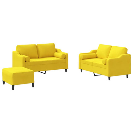 sofasæt 3 dele med puder stof lysegul