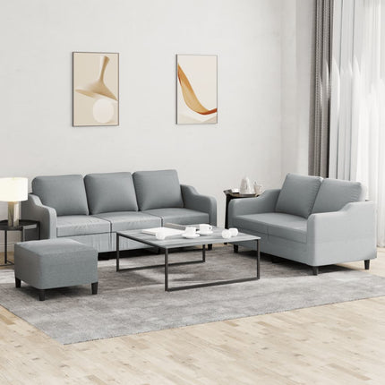 sofasæt 3 dele med hynder stof lysegrå