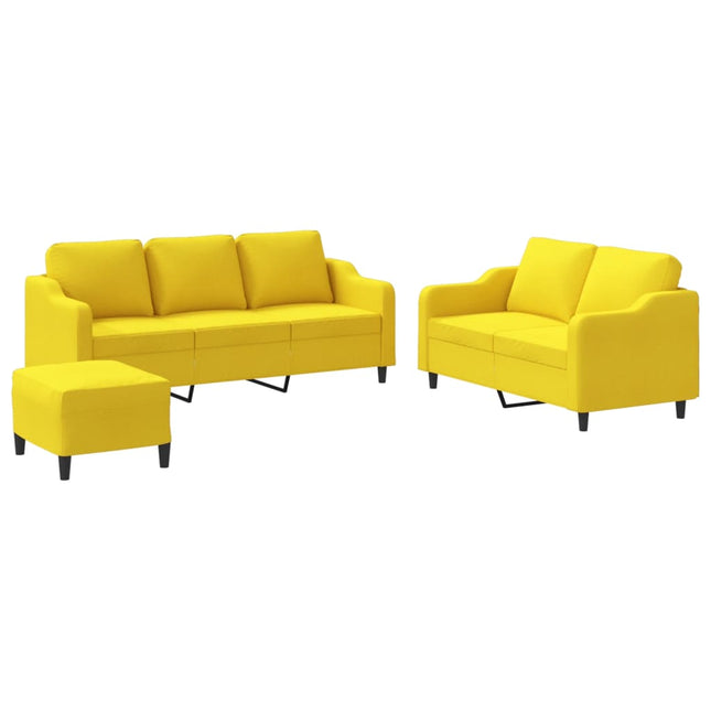 sofasæt 3 dele med hynder stof lysegul