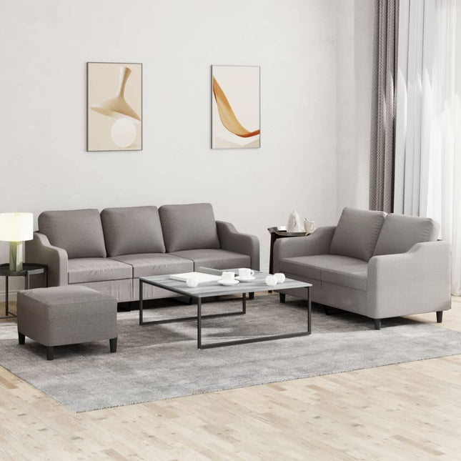 sofasæt 3 dele med hynder stof gråbrun