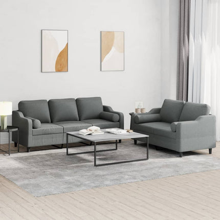 sofasæt 2 dele med puder stof mørkegrå