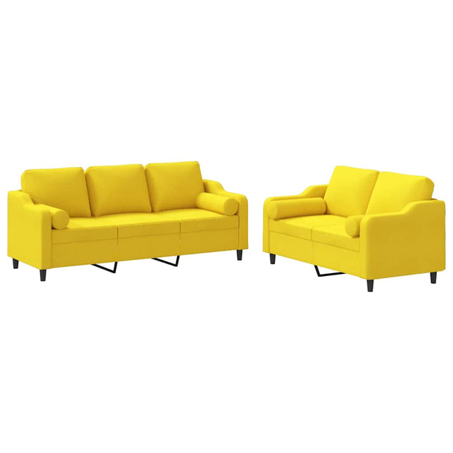 sofasæt 2 dele med puder stof lysegul