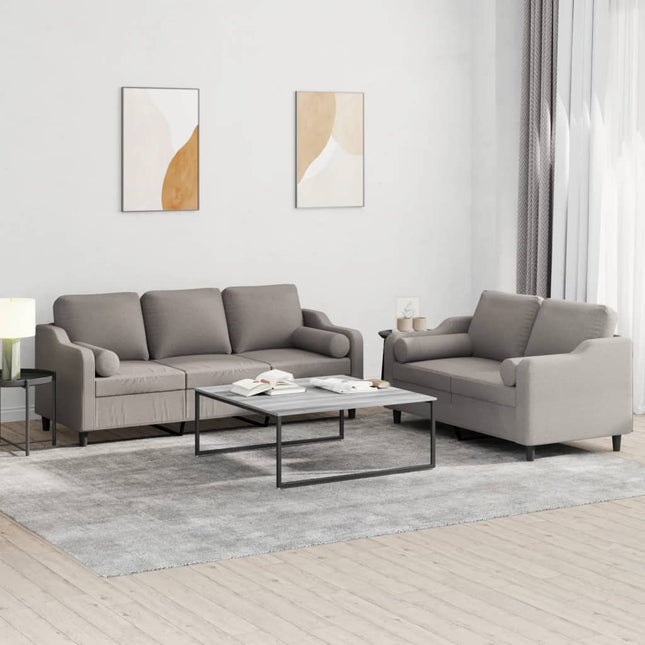 sofasæt 2 dele med puder stof gråbrun