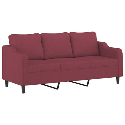 sofasæt 3 dele med puder stof vinrød