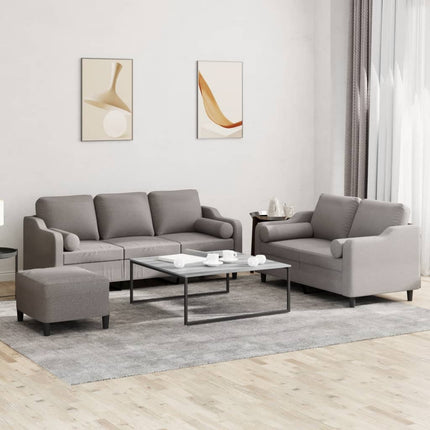 sofasæt 3 dele med puder stof gråbrun