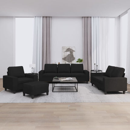 sofasæt 4 dele stof sort
