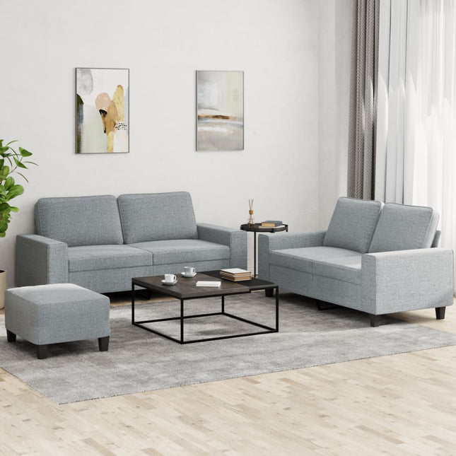 sofasæt 3 dele stof lysegrå