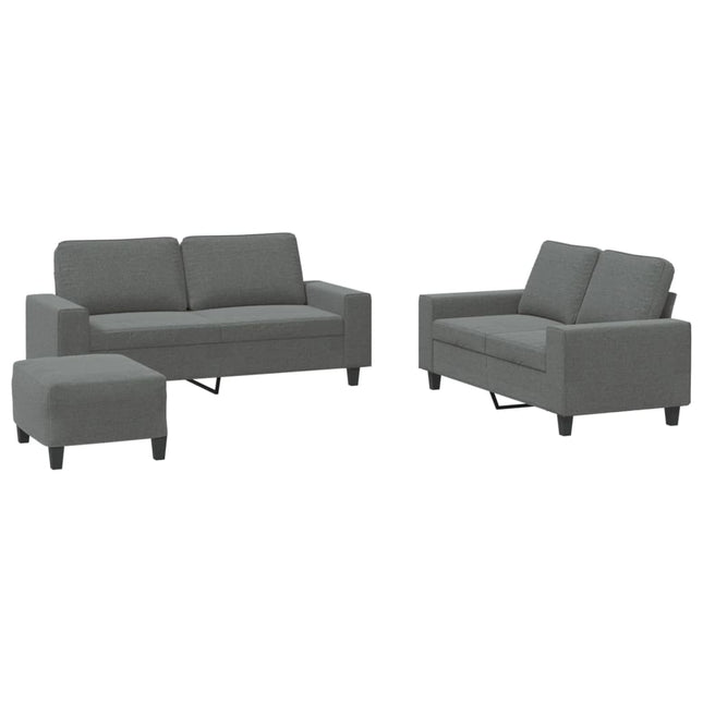 sofasæt 3 dele stof mørkegrå