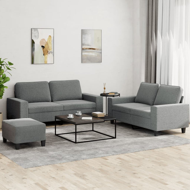 sofasæt 3 dele stof mørkegrå