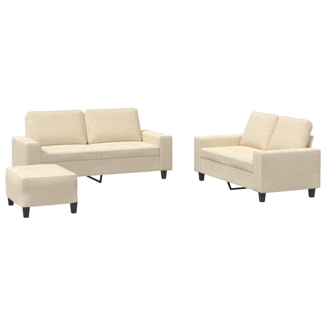 sofasæt 3 dele stof cremefarvet