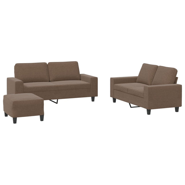 sofasæt 3 dele stof brun