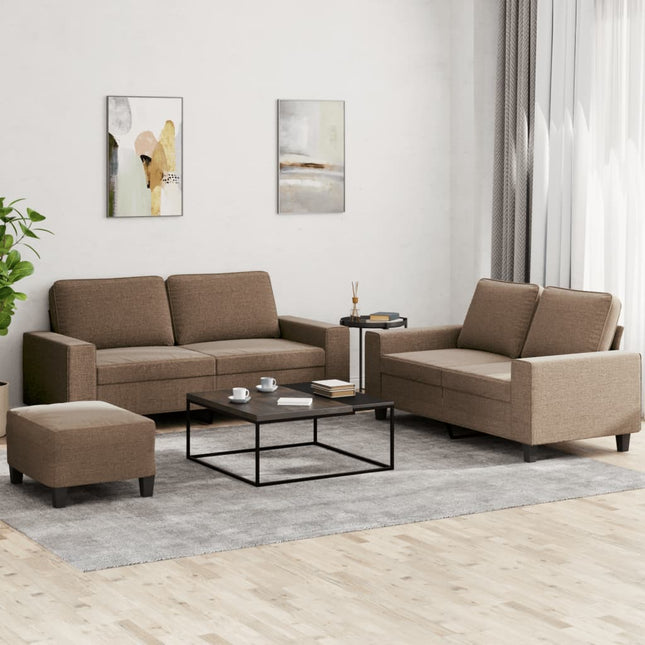 sofasæt 3 dele stof brun