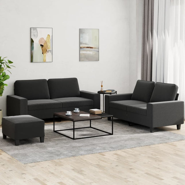 sofasæt 3 dele stof sort
