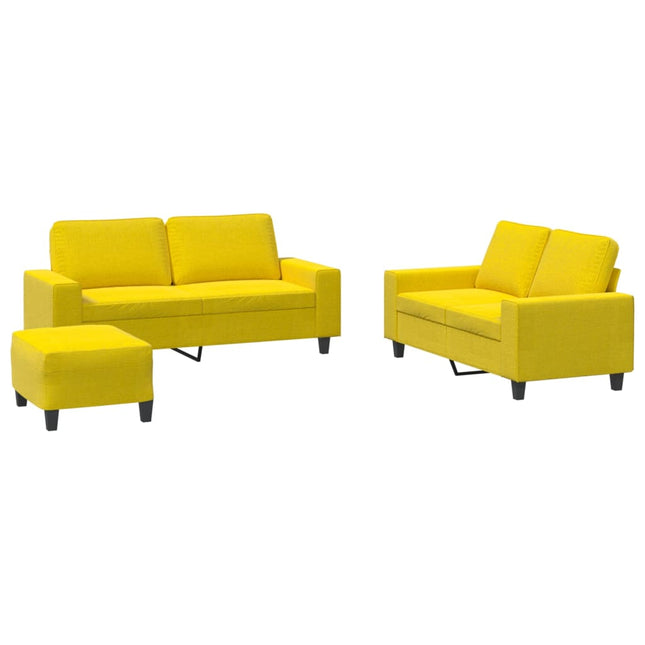 sofasæt 3 dele stof lysegul