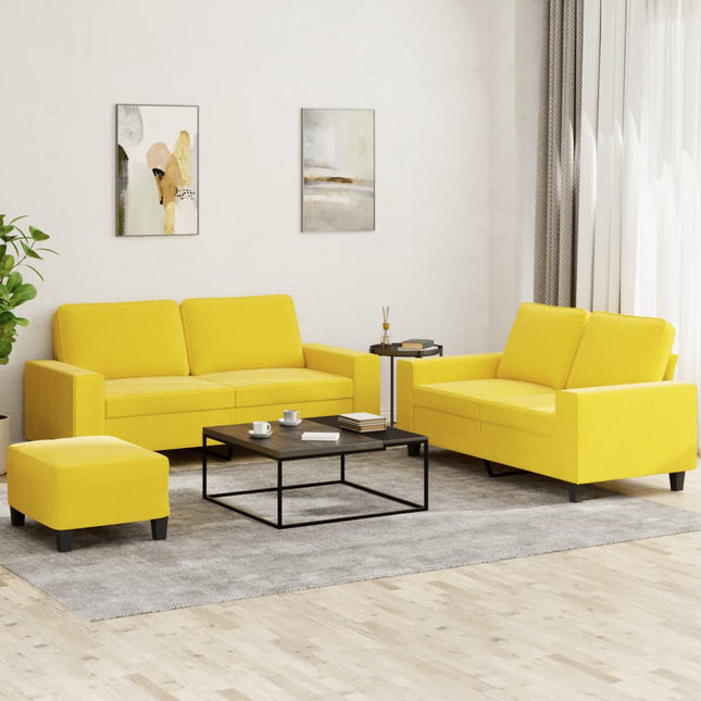 sofasæt 3 dele stof lysegul