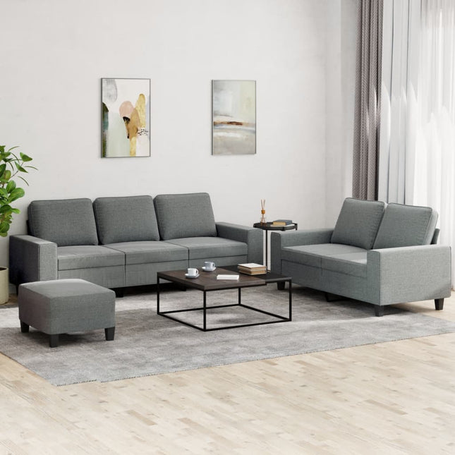 sofasæt 3 dele stof mørkegrå