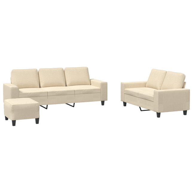 sofasæt 3 dele stof cremefarvet
