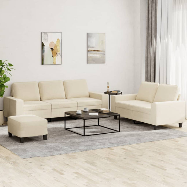 sofasæt 3 dele stof cremefarvet