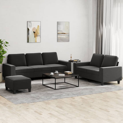 sofasæt 3 dele stof sort
