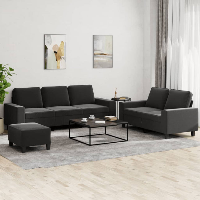 sofasæt 3 dele stof sort