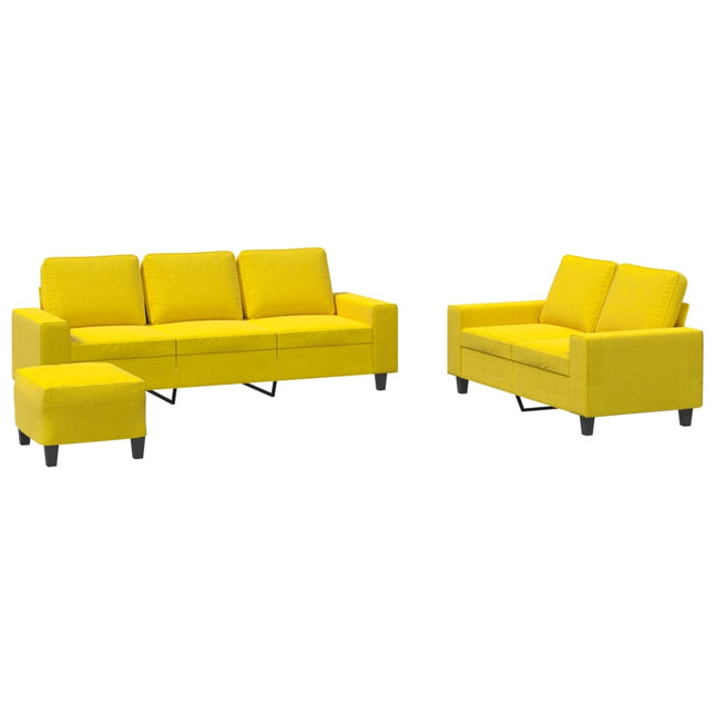 sofasæt 3 dele stof lysegul