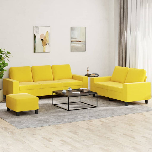 sofasæt 3 dele stof lysegul