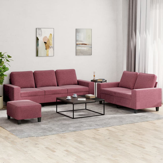sofasæt 3 dele stof vinrød