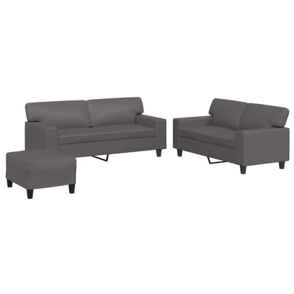 sofasæt 3 dele kunstlæder grå