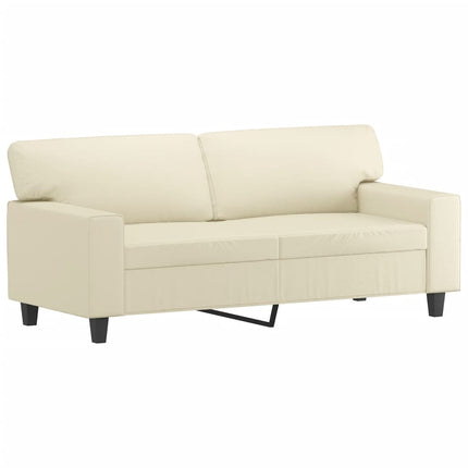 sofasæt 2 dele med puder kunstlæder cremefarvet