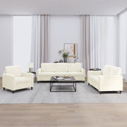 sofasæt 3 dele velour cremefarvet