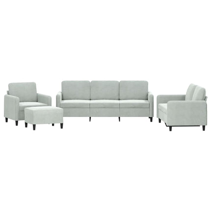 sofasæt 4 dele velour lysegrå
